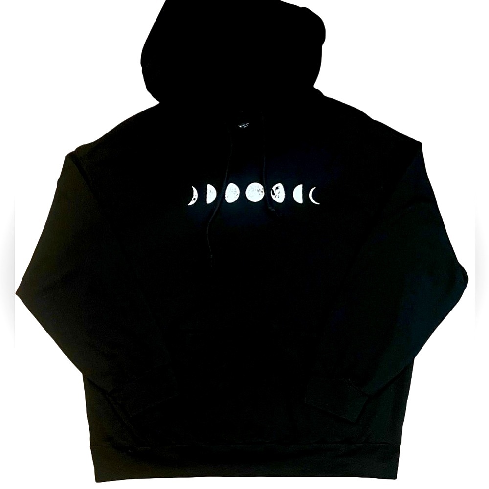 SHEIN Black Moon Phase Sweatshirt Hoodie Large